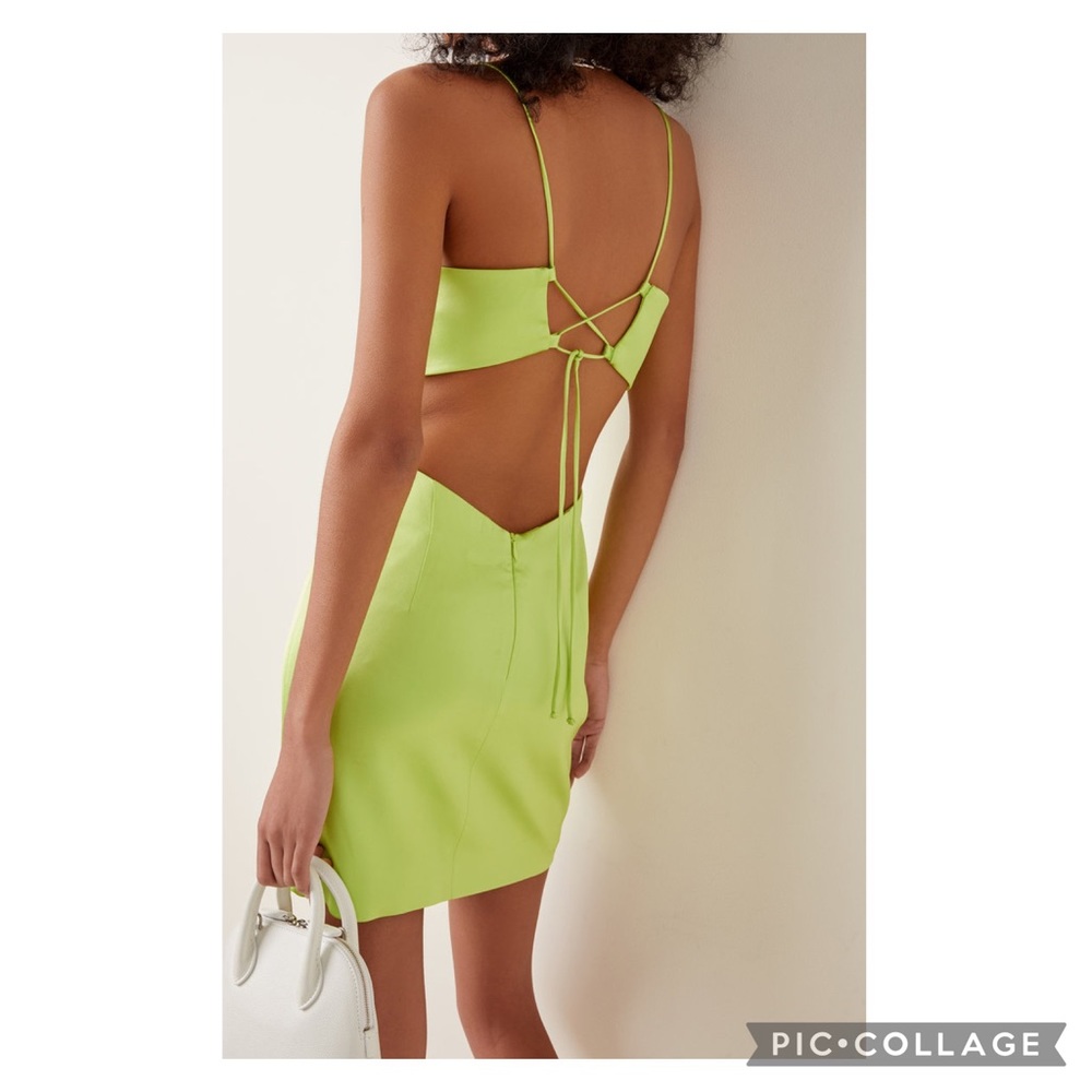 GAUGE81 Medium Green Marta Cutout Satin Mini Dress - Picture 3 of 13